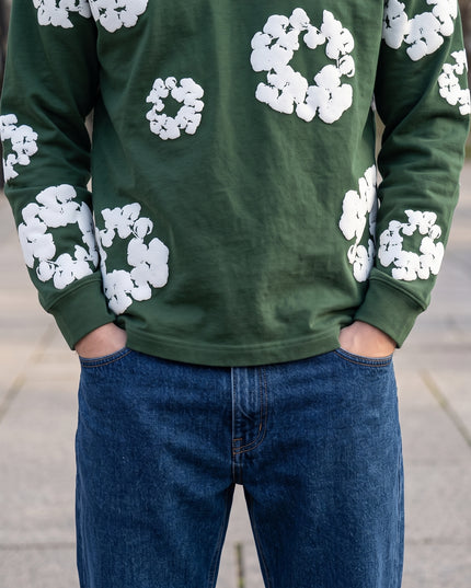 Denim Tears Long Sleeve Green — 3/4 studio angle