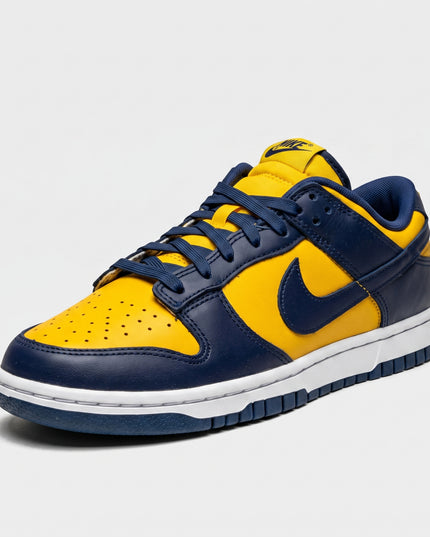 Nike Dunk Low Michigan — 3/4 studio angle