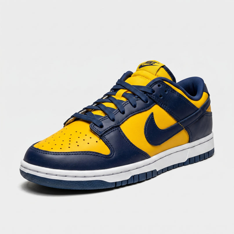 Nike Dunk Low Michigan — 3/4 studio angle