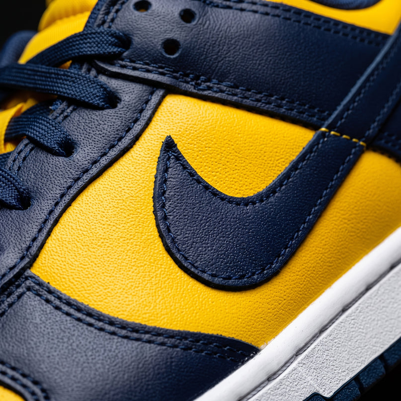 Nike Dunk Low Michigan — Premium detail close-up