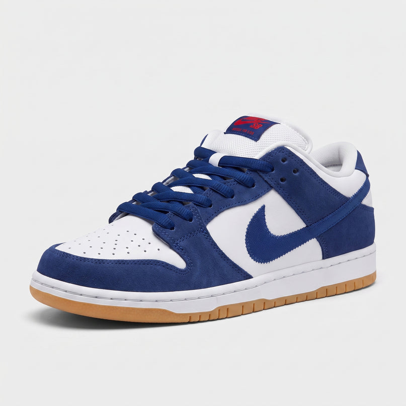 Nike SB Dunk Low Dodgers — 3/4 studio angle