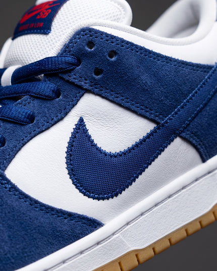 Nike SB Dunk Low Dodgers — Premium detail close-up