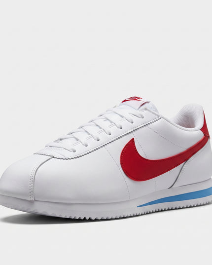 Nike Cortez White University Red Blue — 3/4 studio angle