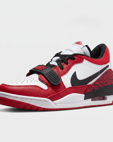 Jordan Legacy 312 Low Chicago Red — 3/4 studio angle