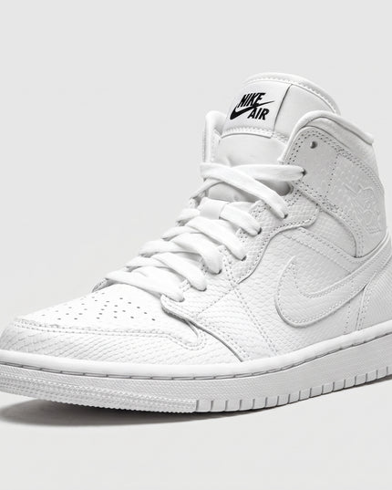 Jordan 1 Mid White — 3/4 studio angle