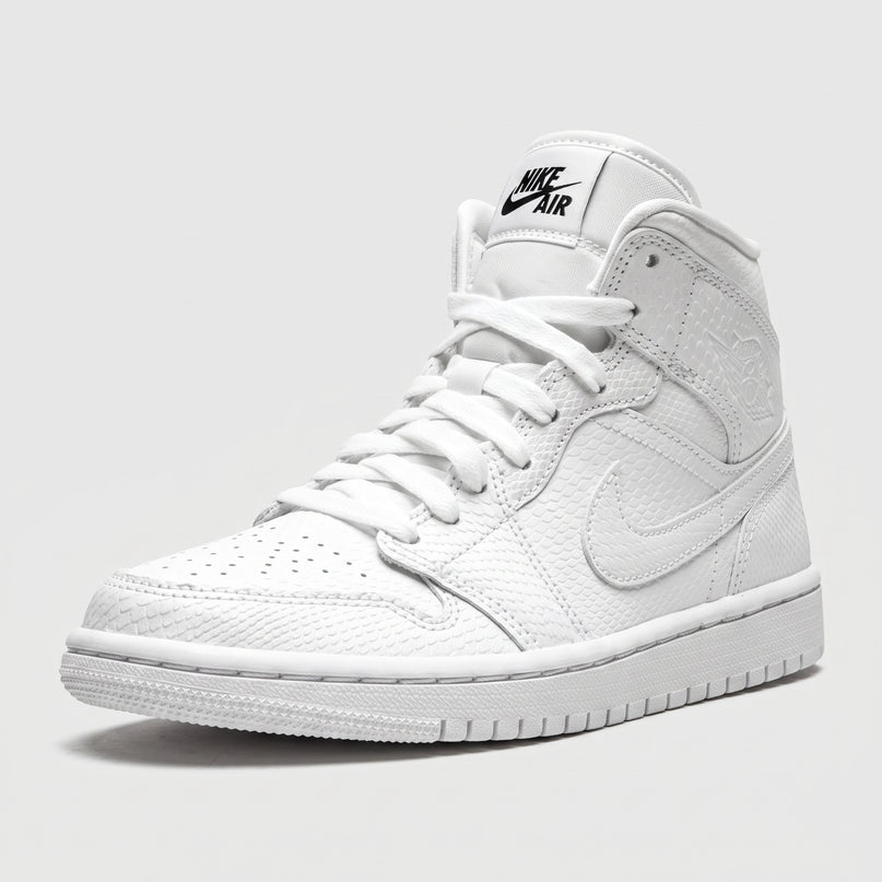 Jordan 1 Mid White — 3/4 studio angle