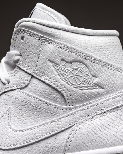 Jordan 1 Mid White — Premium detail close-up