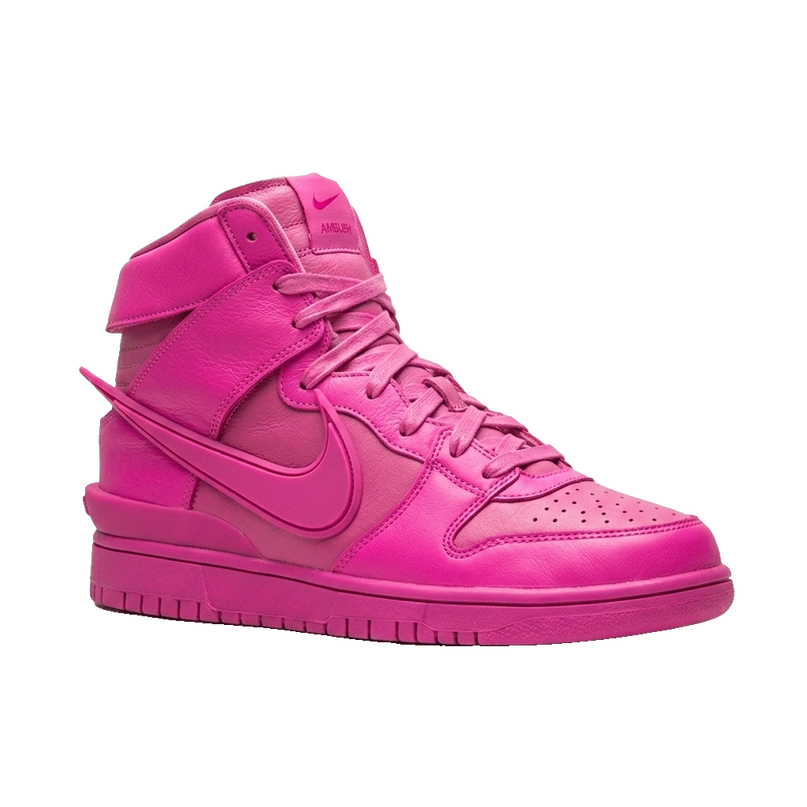 Nike Dunk High x AMBUSH Fuchsia — 3/4 studio angle