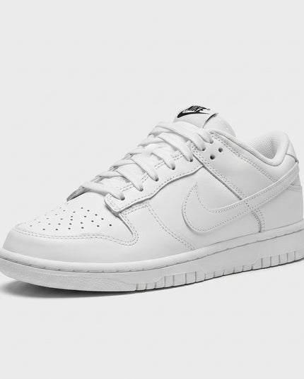 dunk low triple white — 3/4 studio angle