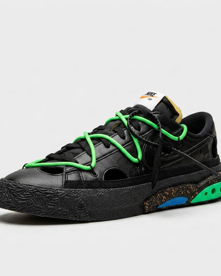 Blazer Low Off White Electro Green — 3/4 studio angle