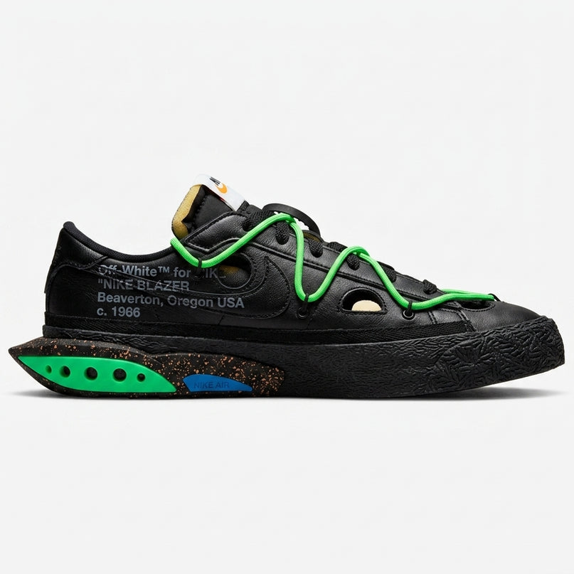 Blazer Low Off White Electro Green — Side profile