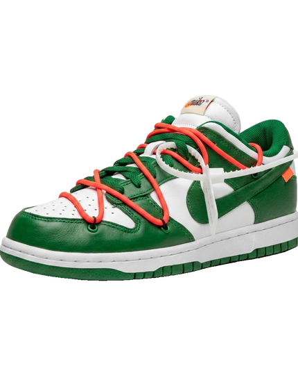 Nike dunk low off white pine green — 3/4 studio angle