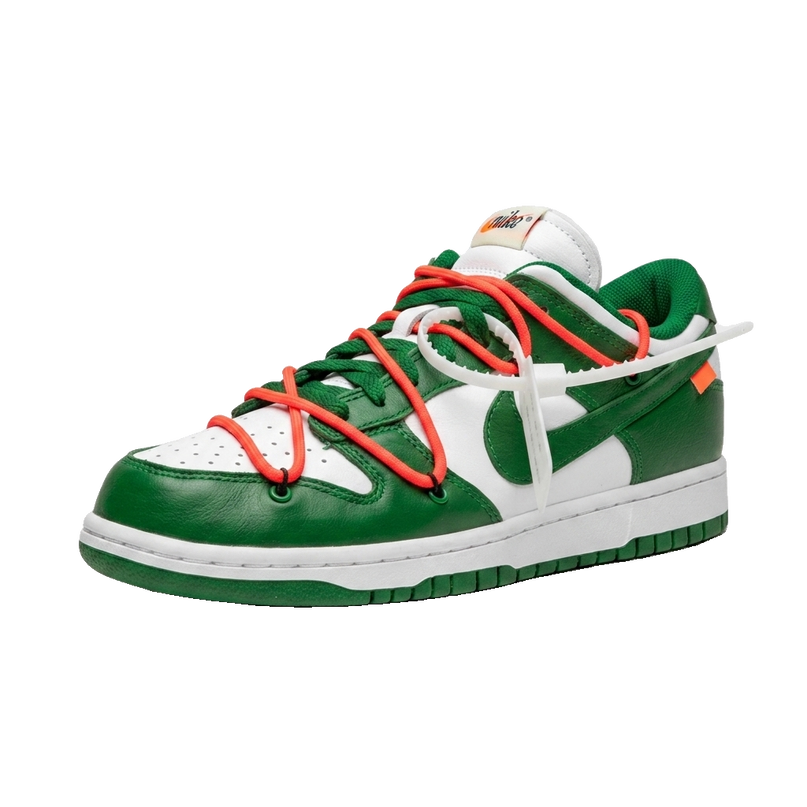 Nike dunk low off white pine green — 3/4 studio angle