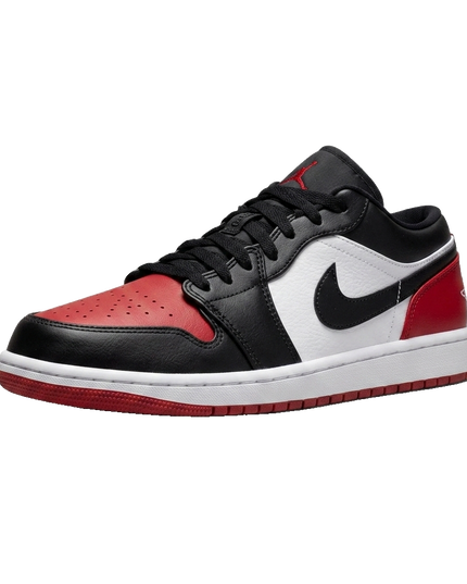 Air Jordan 1 Low Bred Toe — 3/4 studio angle