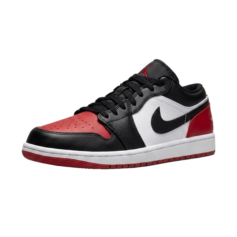 Air Jordan 1 Low Bred Toe — 3/4 studio angle