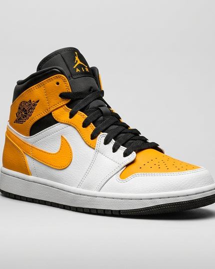 jordan 1 mid university gold — 3/4 studio angle