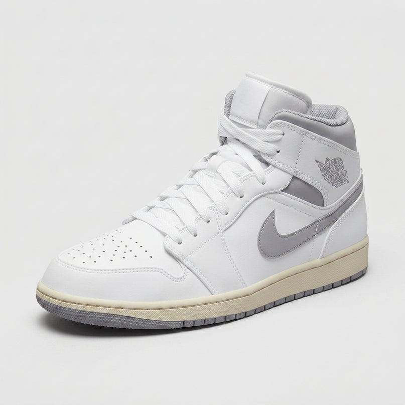 Jordan 1 mid neutral grey — 3/4 studio angle
