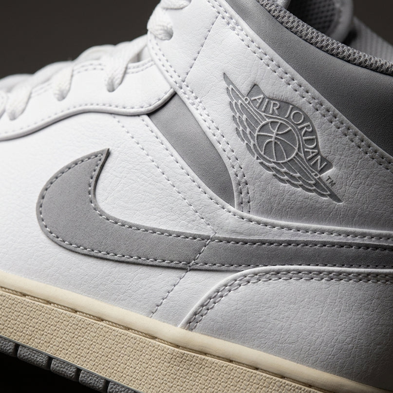 Jordan 1 mid neutral grey — Premium detail close-up