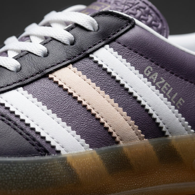 Adidas Gazelle Indoor Shadow Violet Wonder Quartz — Premium detail close-up