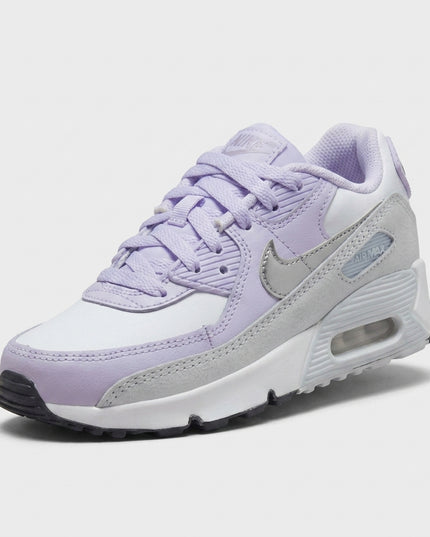 Air max 90 white/silver/violet — 3/4 studio angle