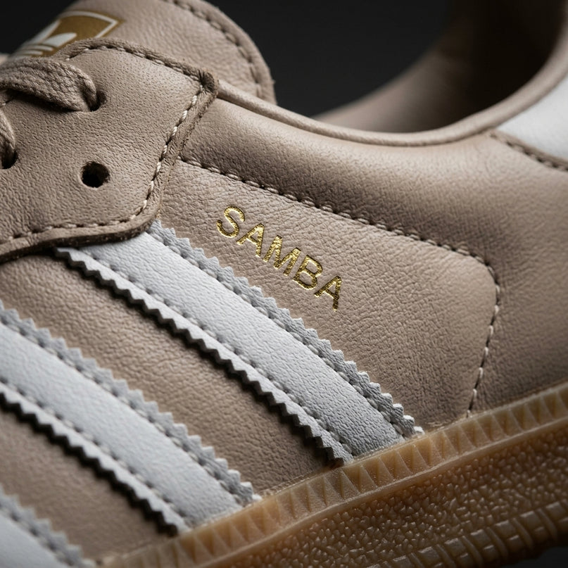 Adidas Samba OG Wonder Taupe — Premium detail close-up