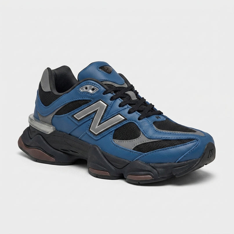New Balance 9060 Dark Royal Brown — 3/4 studio angle