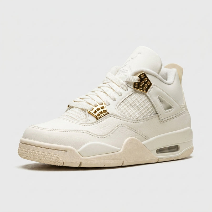 Jordan 4 Metallic Gold — 3/4 studio angle