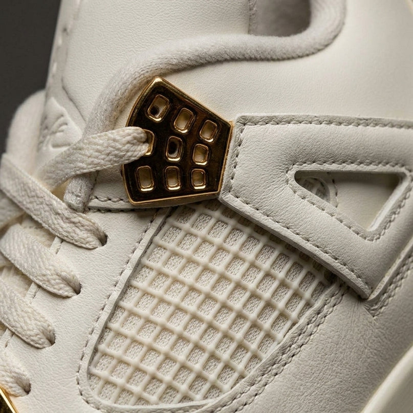 Jordan 4 Metallic Gold — Premium detail close-up