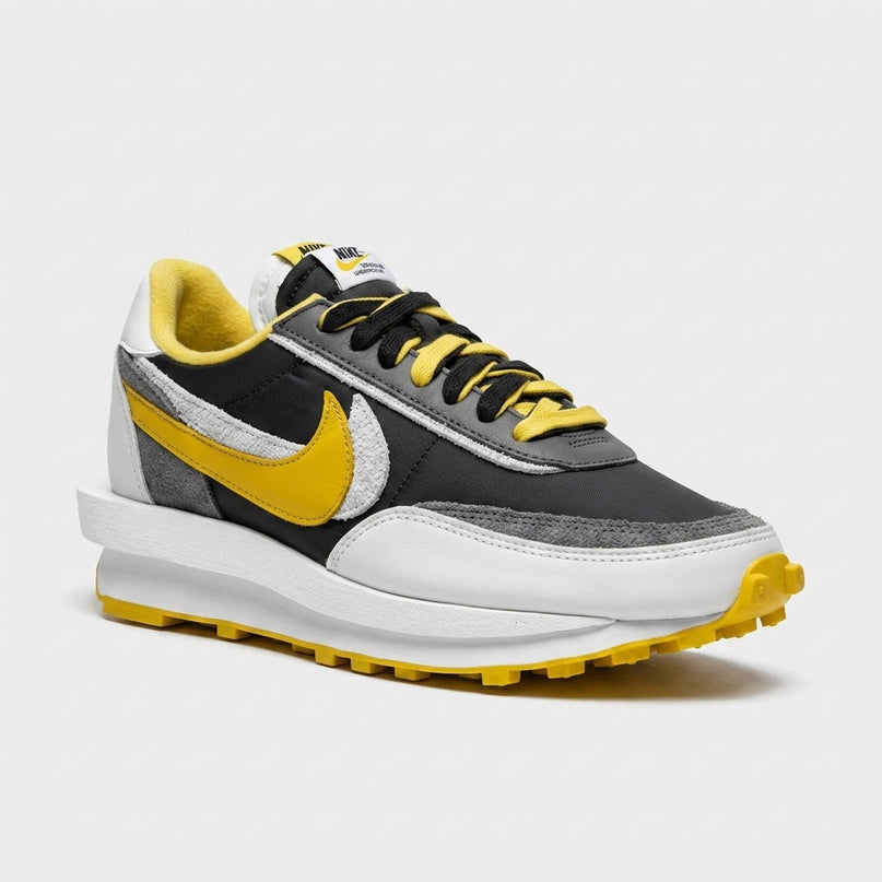 Nike LD Waffle Sacai Undercover Black Bright Citron — 3/4 studio angle