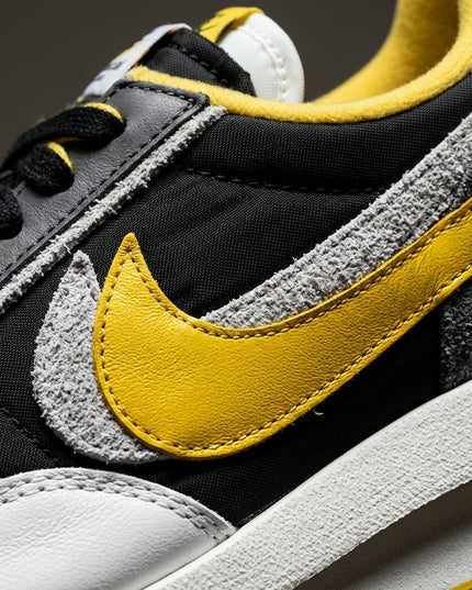 Nike LD Waffle Sacai Undercover Black Bright Citron — Premium detail close-up