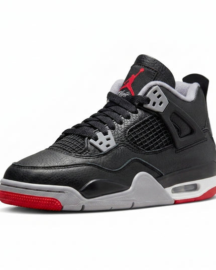 Jordan 4 Bred Reimagined GS — 3/4 studio angle