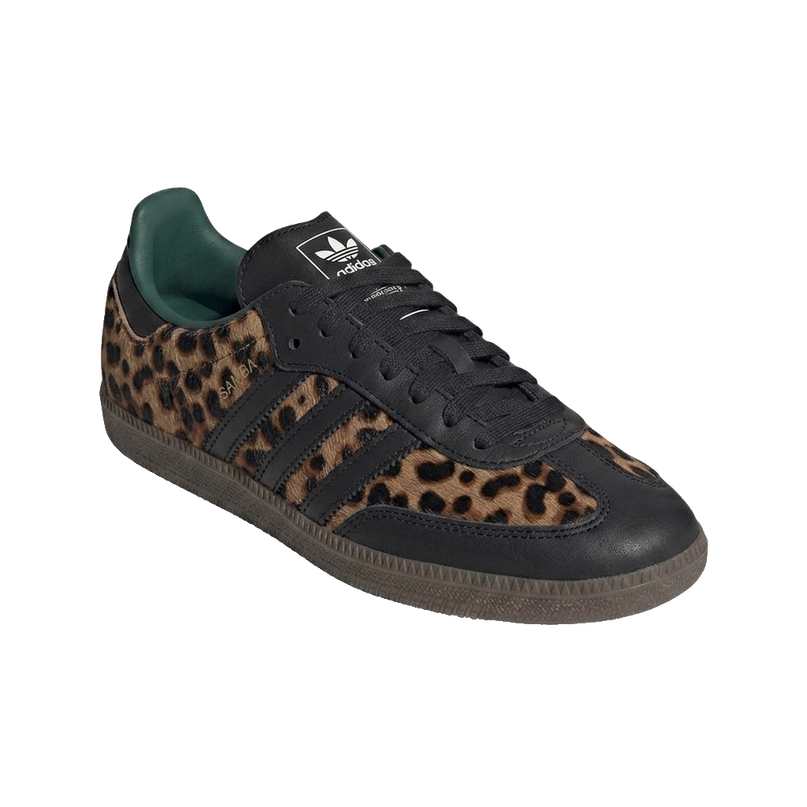 Adidas Samba OG Black Leopard — 3/4 studio angle