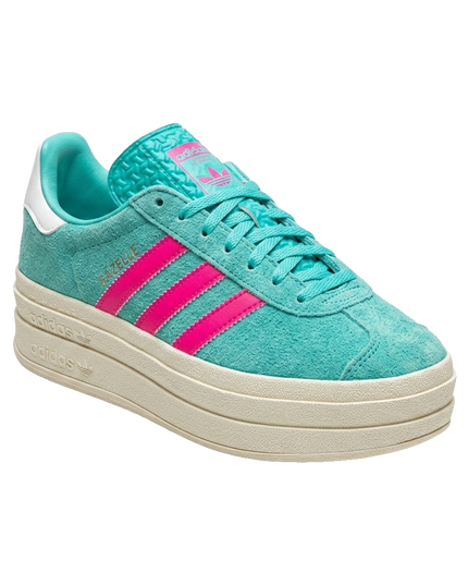 Adidas Gazelle Bold Flash Aqua Lucid Pink — 3/4 studio angle