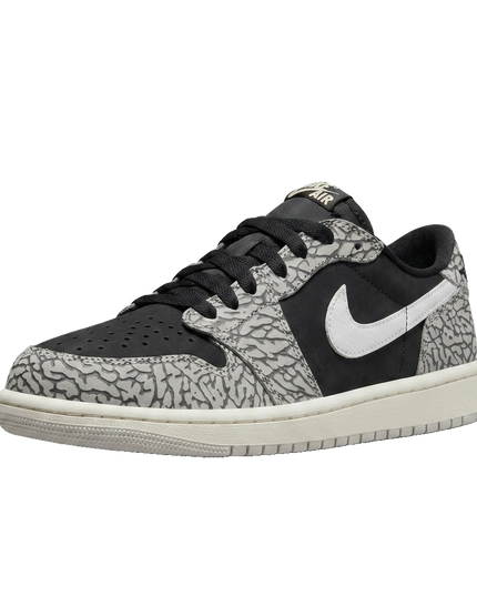 Jordan 1 low black cement — 3/4 studio angle