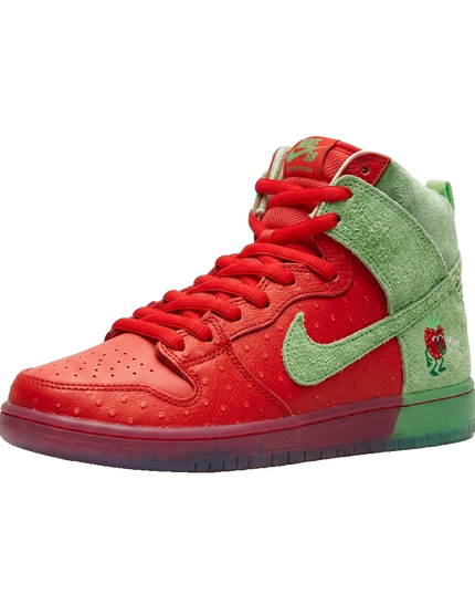 Nike SB Dunk High Strawberry Cough — 3/4 studio angle
