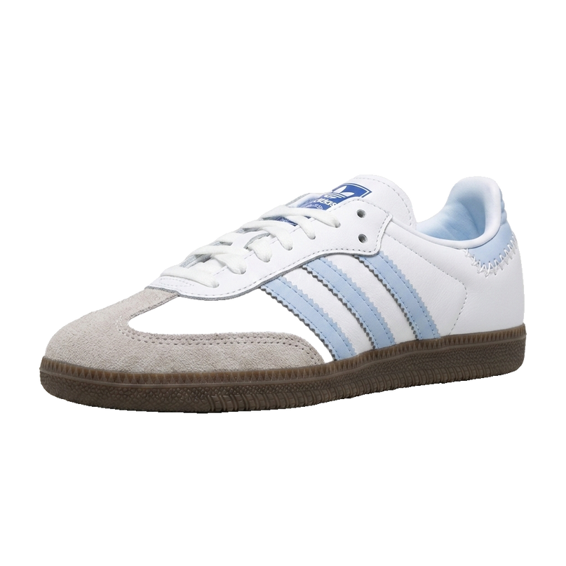 Adidas Samba White Blue (GS) — 3/4 studio angle