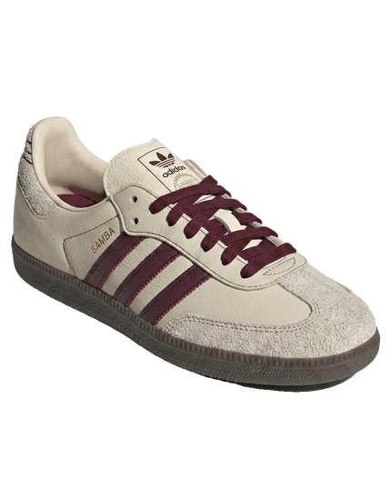 Adidas Samba Maroon Beige — 3/4 studio angle