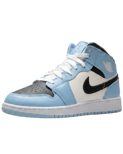 Jordan 1 Mid Ice Blue GS — 3/4 studio angle