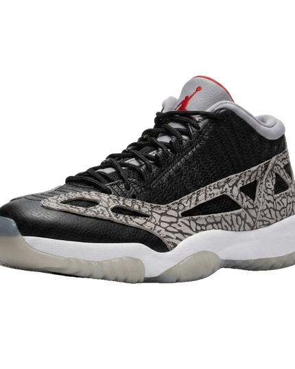 Air Jordan Retro 11 Low IE "Black Cement" — 3/4 studio angle