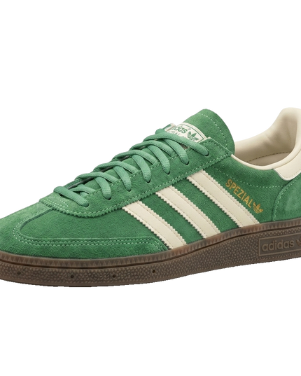 Adidas Handball Spezial preloved green cream white — 3/4 studio angle