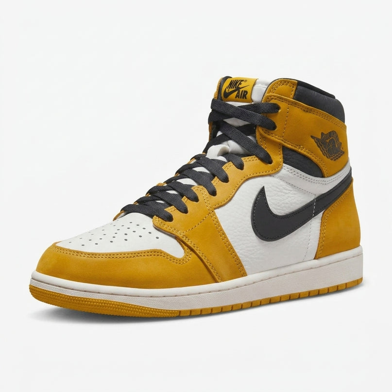Air Jordan 1 Retro High OG Yellow Ochre — 3/4 studio angle