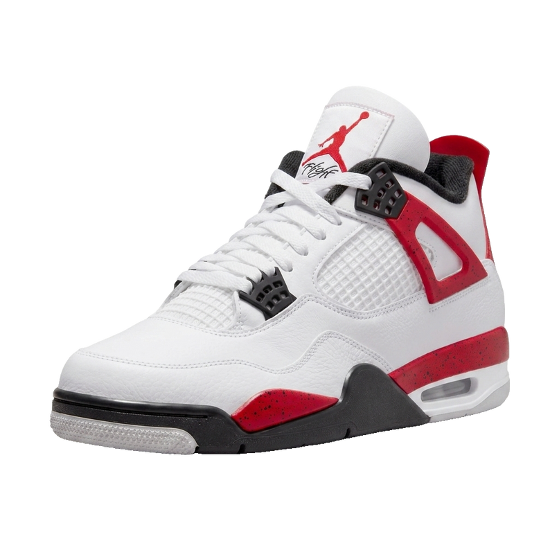 Jordan 4 Red Cement — 3/4 studio angle