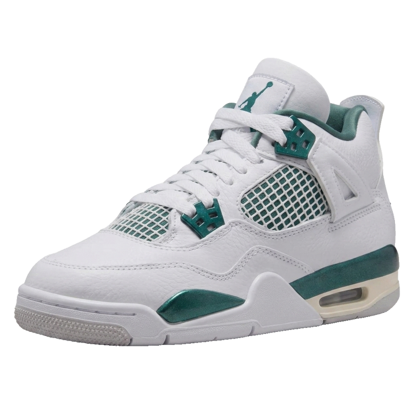 Air Jordan 4 Retro GS "Oxidized Green" — 3/4 studio angle