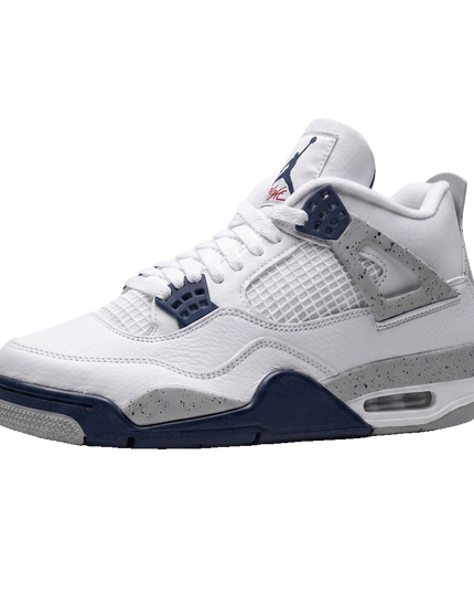 Jordan 4 Midnight Navy — 3/4 studio angle