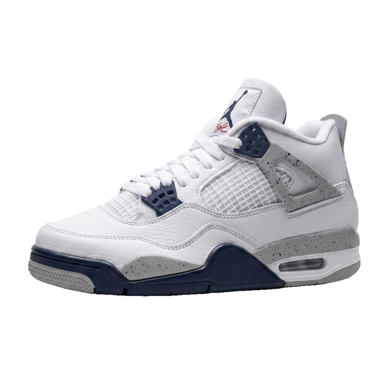 Jordan 4 Midnight Navy — 3/4 studio angle