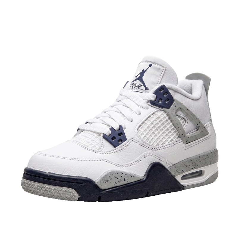 Jordan 4 Midnight Navy gs — 3/4 studio angle