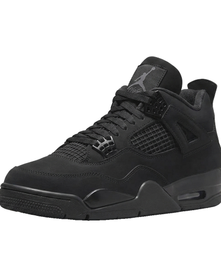 Jordan 4 black cat (2025) — 3/4 studio angle