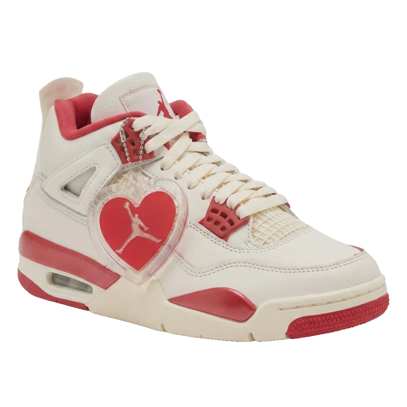 Air Jordan 4 Retro Wmns "Valentine's Day 2026" — 3/4 studio angle