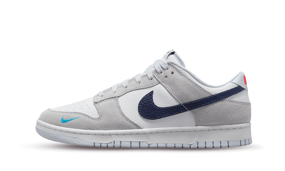 dunk low white grey navy aqua mini swoosh