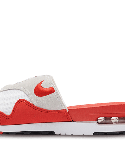 air max 1 slide white university red